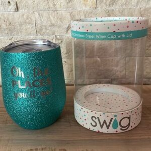 Swig glitter green stainless steel cup.